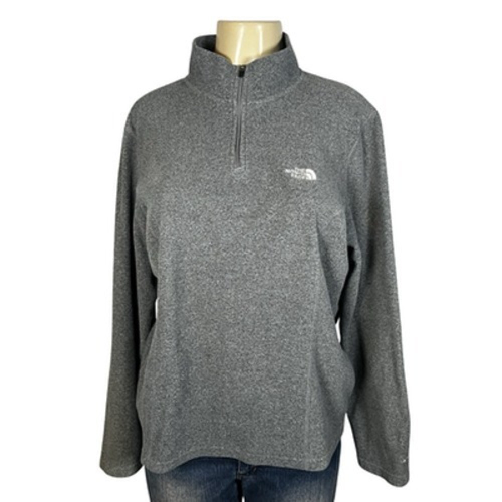 The North Face Pullover Fleece Womens XL Gray TKA 100 1/4 Zip Lightweight